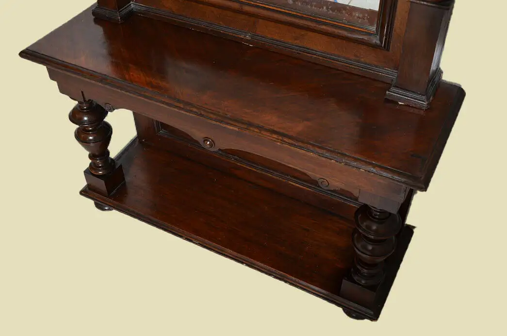 Antik Nußbaum Gründerzeit Konsolspiegel Konsole Spiegel von 1880 8