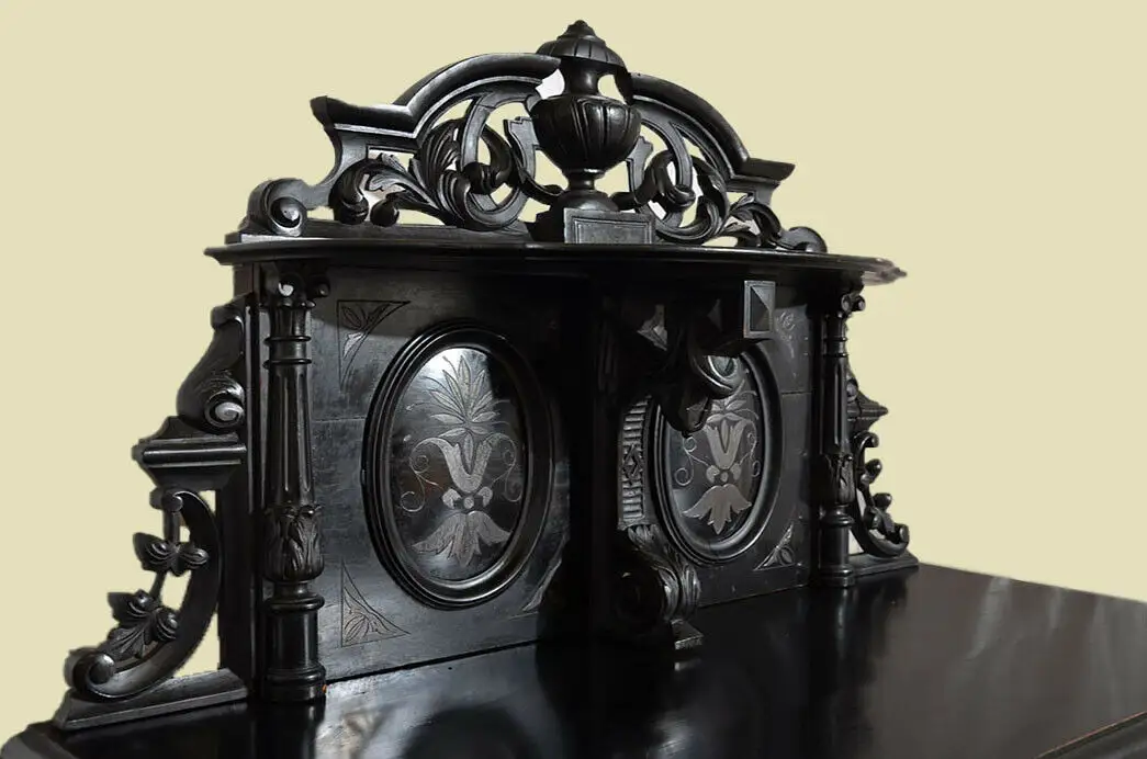 Antik Gründerzeit Deutsches Reich Schwarzes Säulen Schrank Vertiko von 1905 9