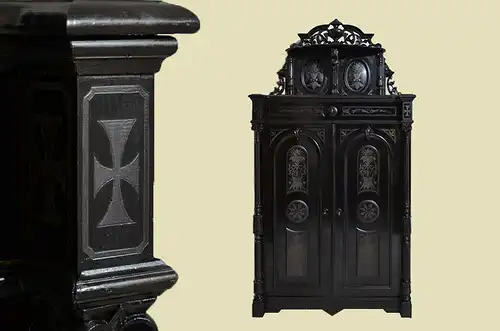 Antik Gründerzeit Groschkus Schwarz Schrank Vertiko von 1880