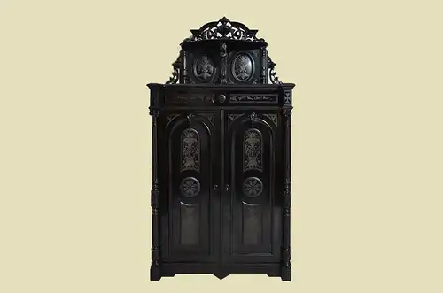 Antik Gründerzeit Groschkus Schwarz Schrank Vertiko von 1880