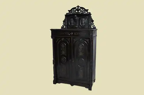 Antik Gründerzeit Groschkus Schwarz Schrank Vertiko von 1880