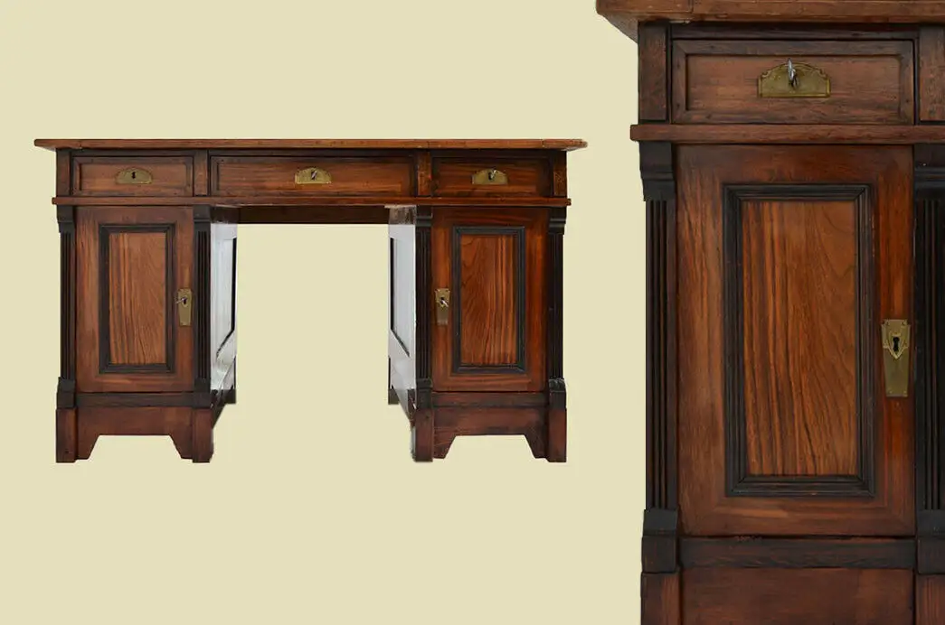 Antiker Gründerzeit Nußbaum Sekretär Schreibtisch von 1880 0