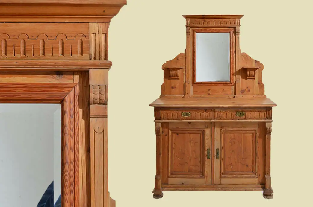 Antik Gründerzeit Spiegel Anrichte Buffet Küchenbuffet Kommode von 1880 0