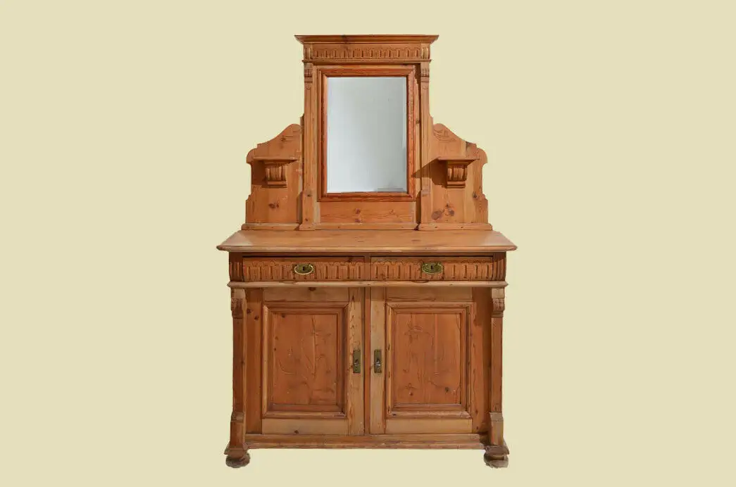 Antik Gründerzeit Spiegel Anrichte Buffet Küchenbuffet Kommode von 1880 1