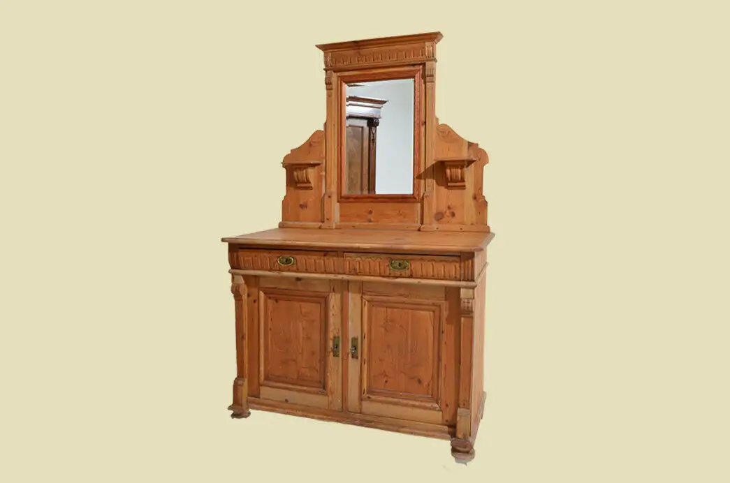 Antik Gründerzeit Spiegel Anrichte Buffet Küchenbuffet Kommode von 1880 2