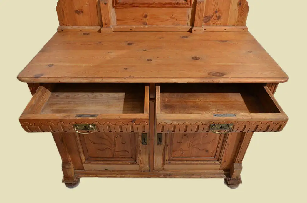 Antik Gründerzeit Spiegel Anrichte Buffet Küchenbuffet Kommode von 1880 7