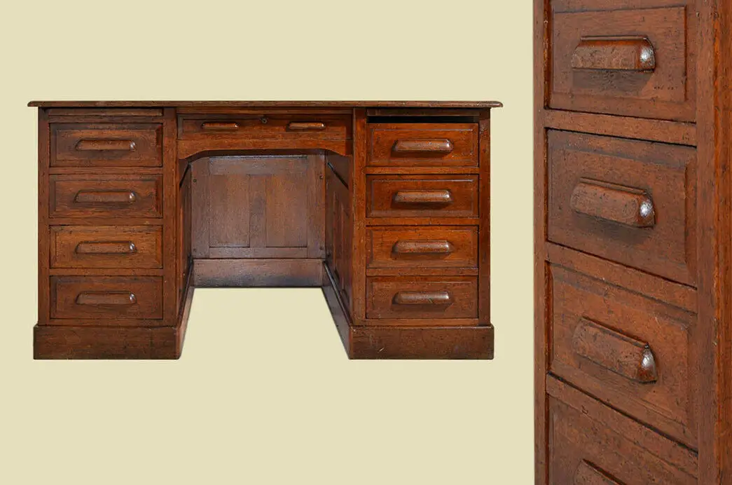 Antiker Original Art Deco Eiche Sekretär Schreibtisch von 1920 0