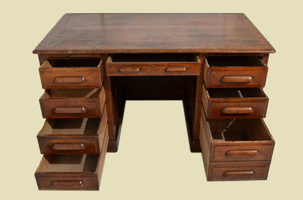Antiker Original Art Deco Eiche Sekretär Schreibtisch von 1920 5