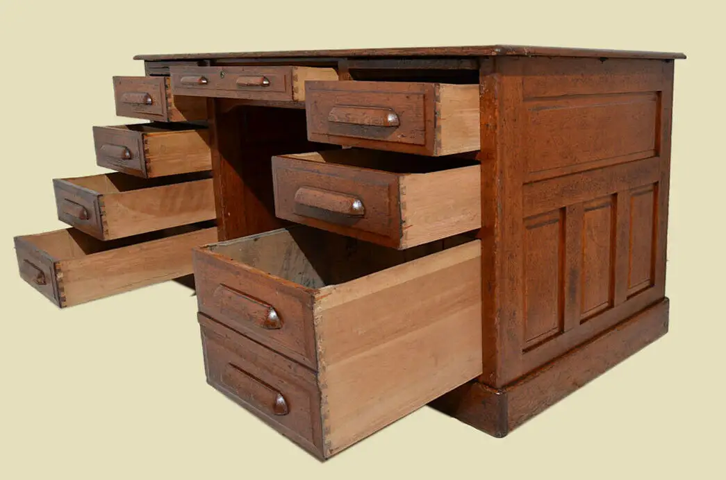 Antiker Original Art Deco Eiche Sekretär Schreibtisch von 1920 6