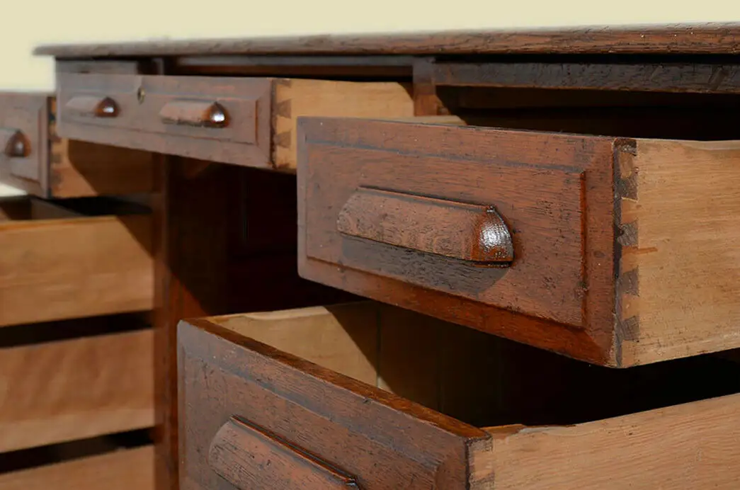 Antiker Original Art Deco Eiche Sekretär Schreibtisch von 1920 7