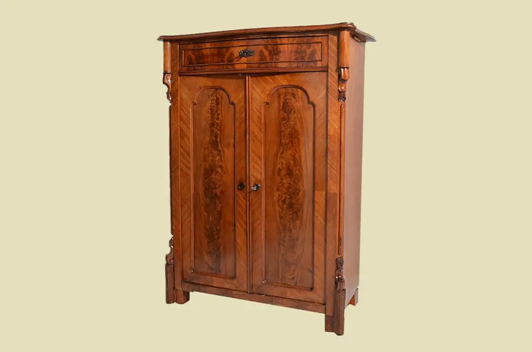 Antik Louis Philippe Mahagoni Schrank Kommode Vertiko von 1870 2