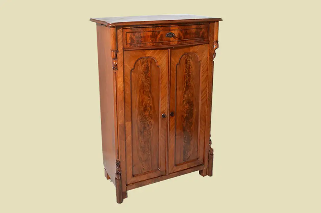 Antik Louis Philippe Mahagoni Schrank Kommode Vertiko von 1870 3