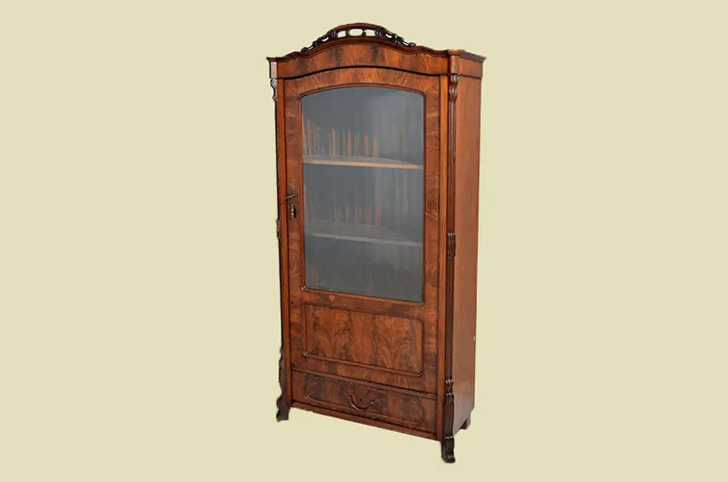 Antik Louis Philippe Mahagoni Bücherschrank Schrank Vitrine 1840 2