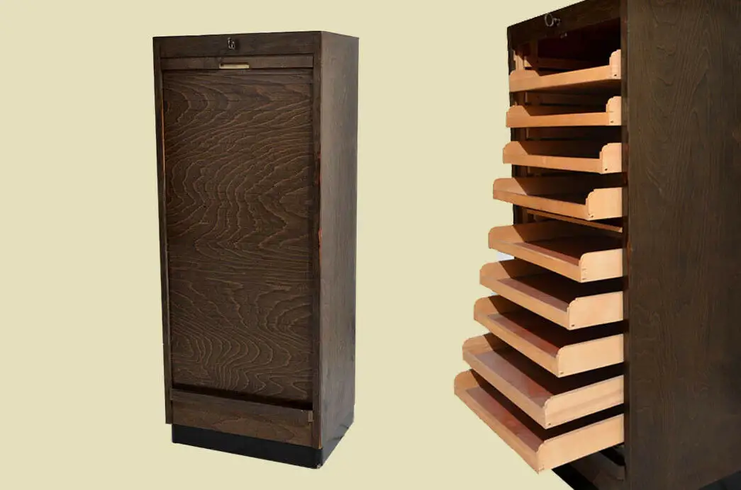Antik Art Deco Jugendstil Rolladenschrank Klavier Notenschrank von 1920 0
