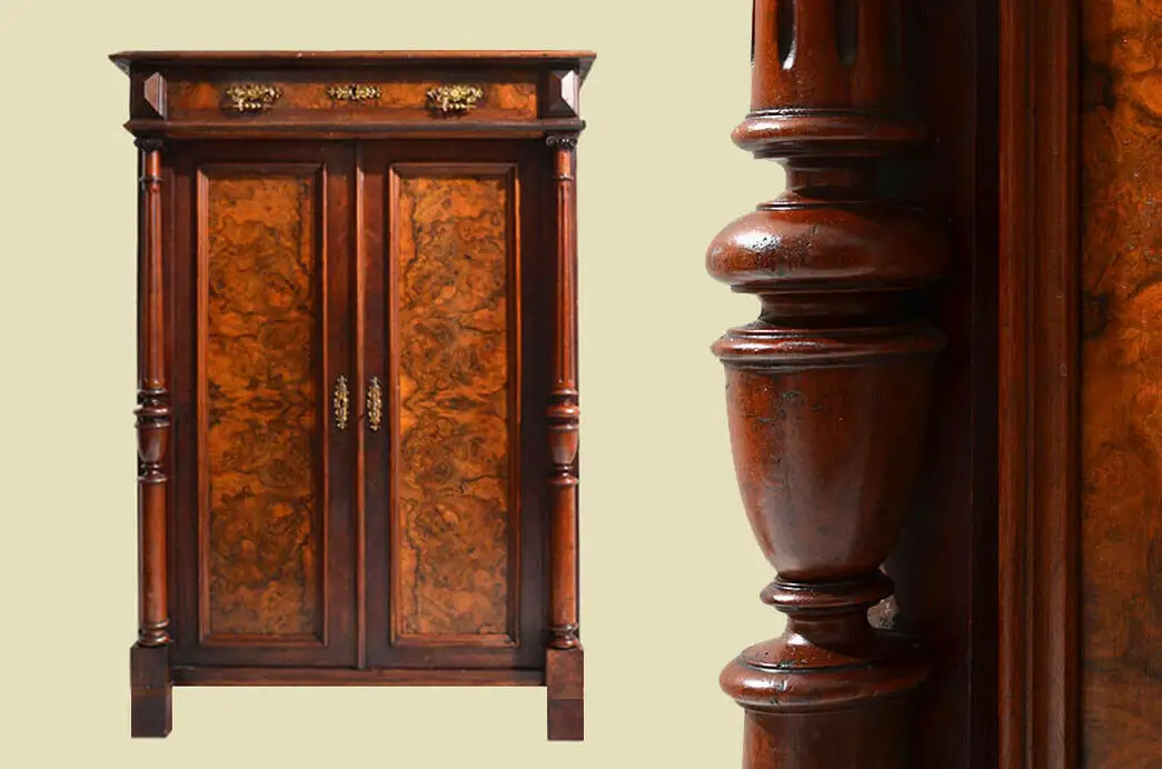 Antikes Gründerzeit Schrank Kommode Säulen Vertiko von 1880 0
