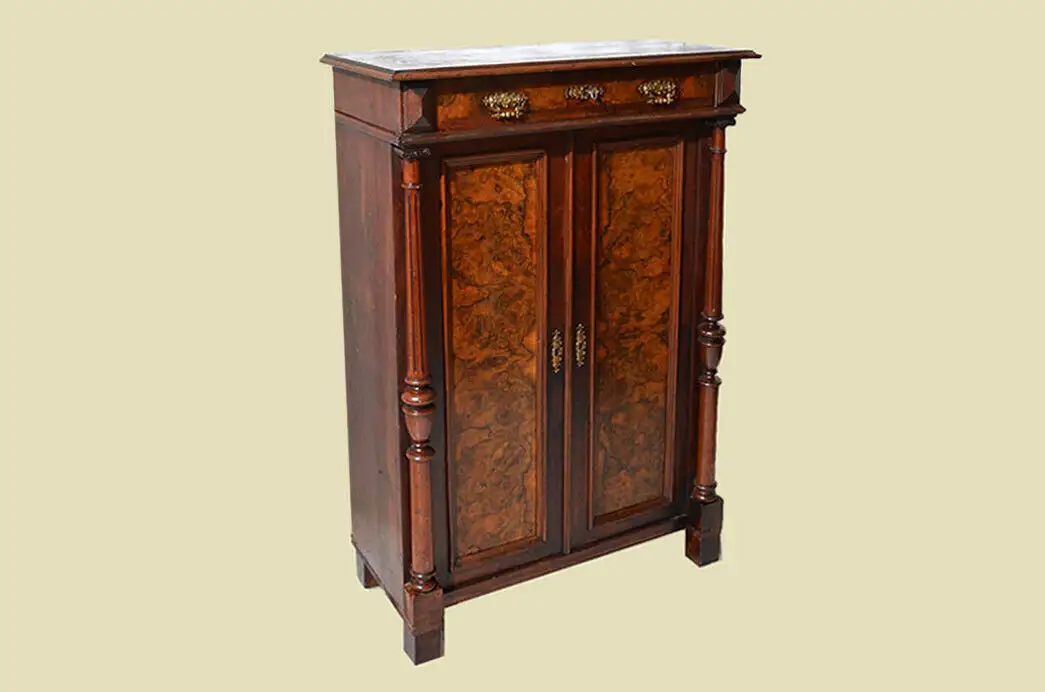 Antikes Gründerzeit Schrank Kommode Säulen Vertiko von 1880 3