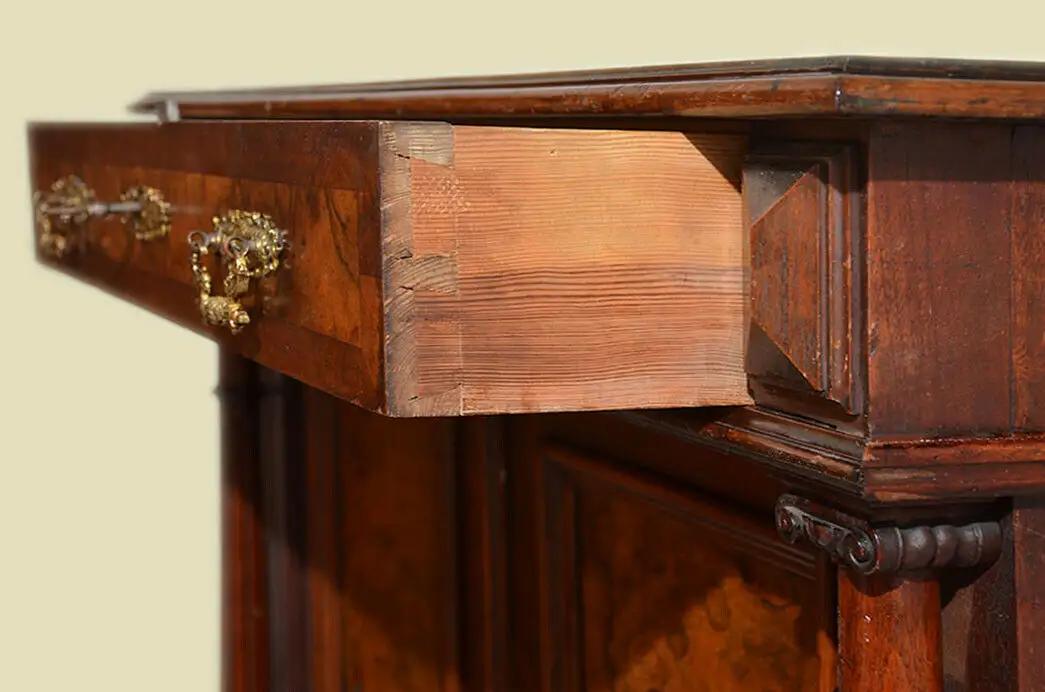 Antikes Gründerzeit Schrank Kommode Säulen Vertiko von 1880 9