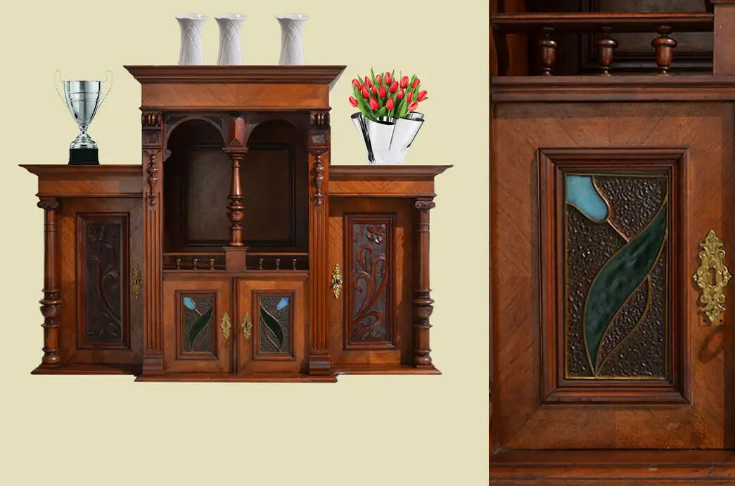 Antik Gründerzeit Jugendstil Buffet Anrichte Aufsatz Regal von 1900 0