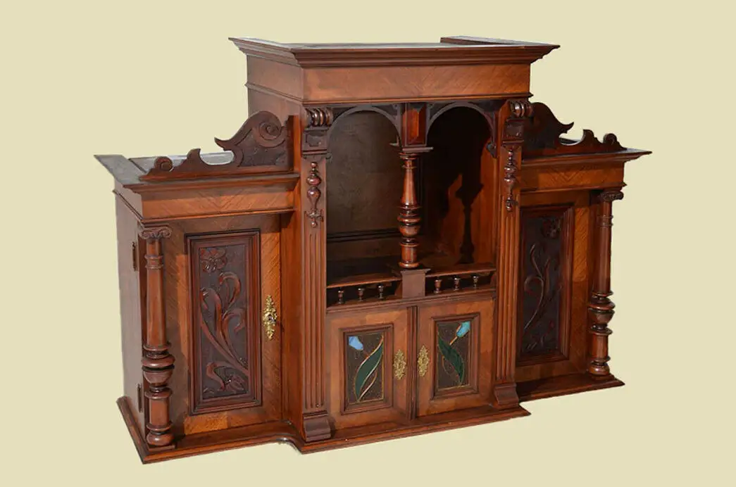 Antik Gründerzeit Jugendstil Buffet Anrichte Aufsatz Regal von 1900 3