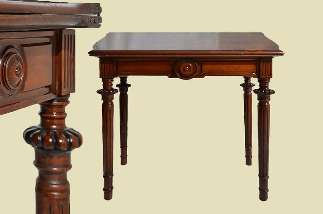 Antik Gründerzeit Nußbaum Beistelltisch Spieltisch Tisch von 1880 0
