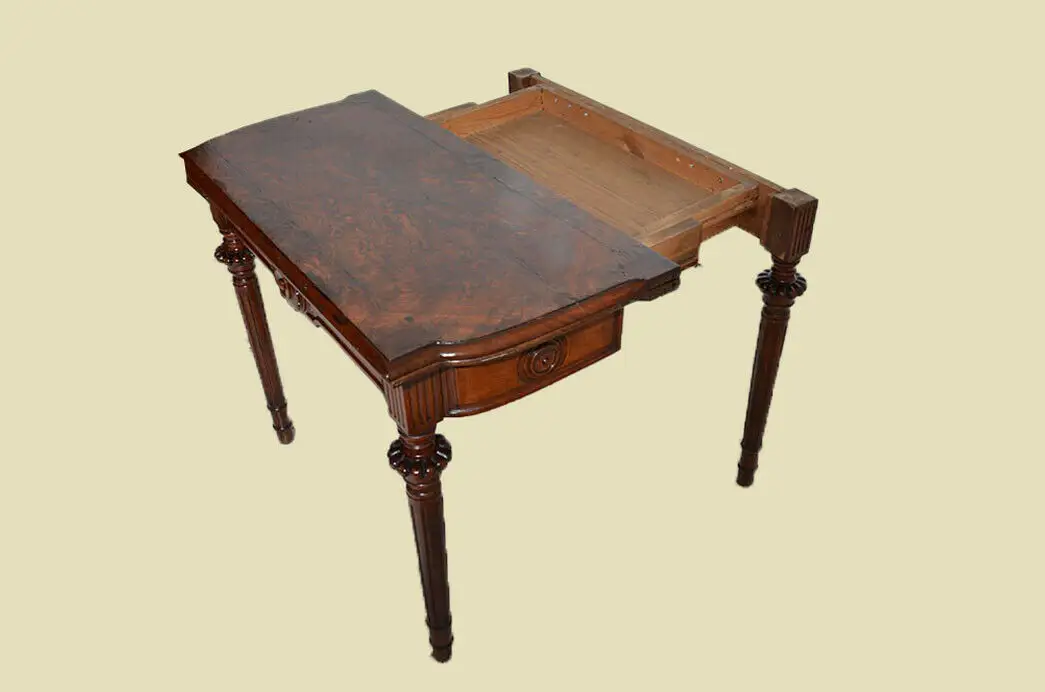 Antik Gründerzeit Nußbaum Beistelltisch Spieltisch Tisch von 1880 10