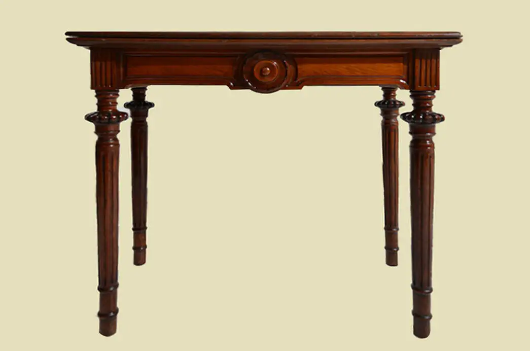 Antik Gründerzeit Nußbaum Beistelltisch Spieltisch Tisch von 1880 2