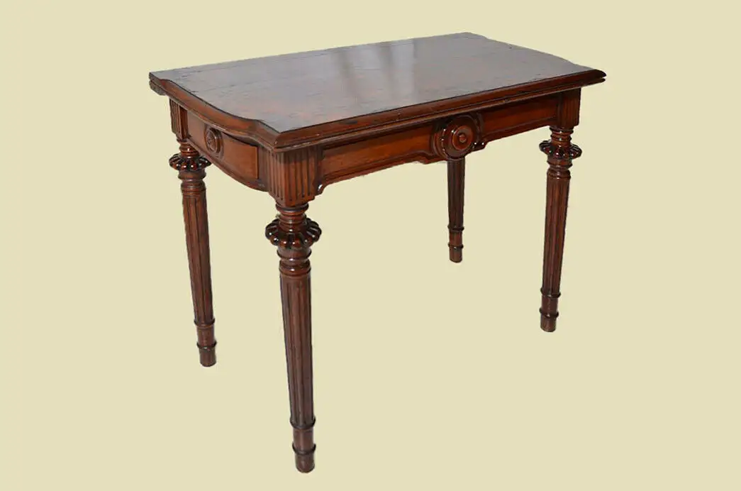 Antik Gründerzeit Nußbaum Beistelltisch Spieltisch Tisch von 1880 4