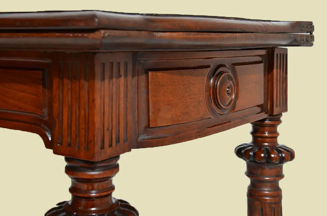 Antik Gründerzeit Nußbaum Beistelltisch Spieltisch Tisch von 1880 6