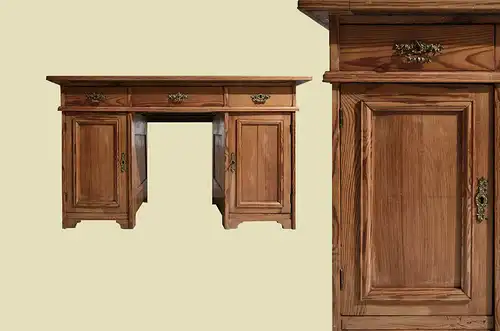 Antik Gründerzeit Weichholz Sekretär Schreibtisch mit Geheimfach von 1880