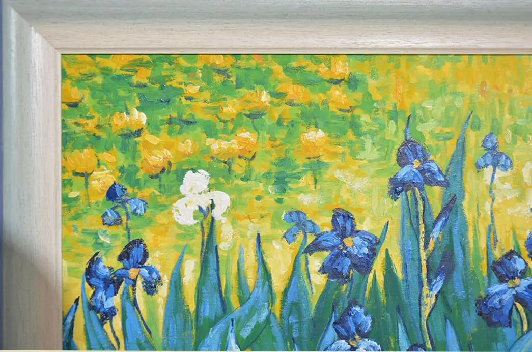 Antik Ölbild VAN GOGH Iris Schwertlilien Irises Blumen in Öl handgemalt 1