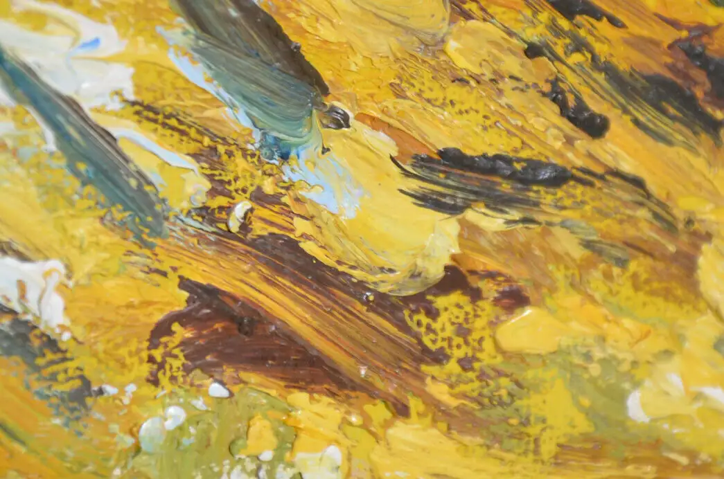 Antik Ölbild VAN GOGH Iris Schwertlilien Irises Blumen in Öl handgemalt 6