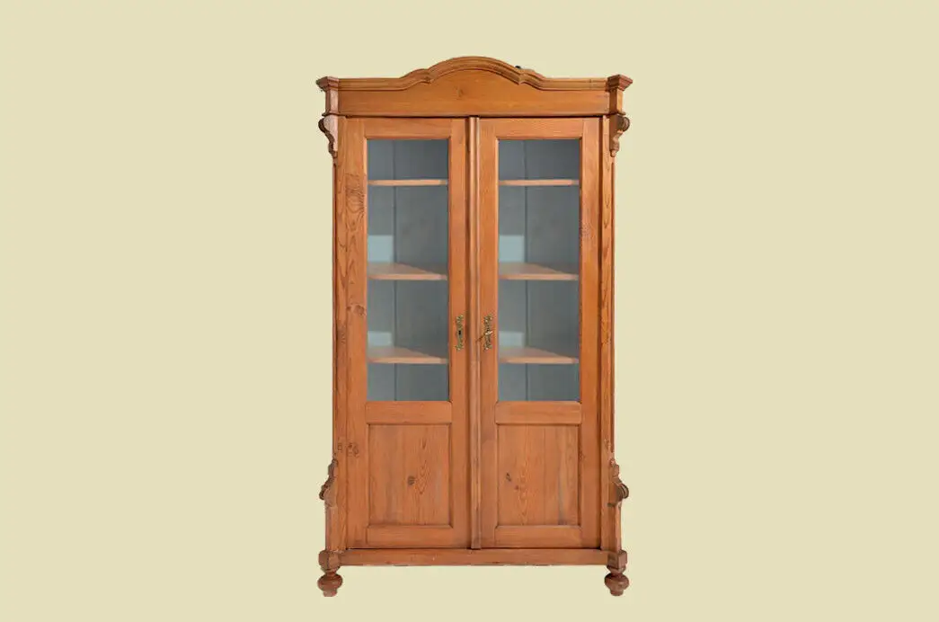 Antik Jugendstil Weichholz Schrank Vitrine von 1920 1
