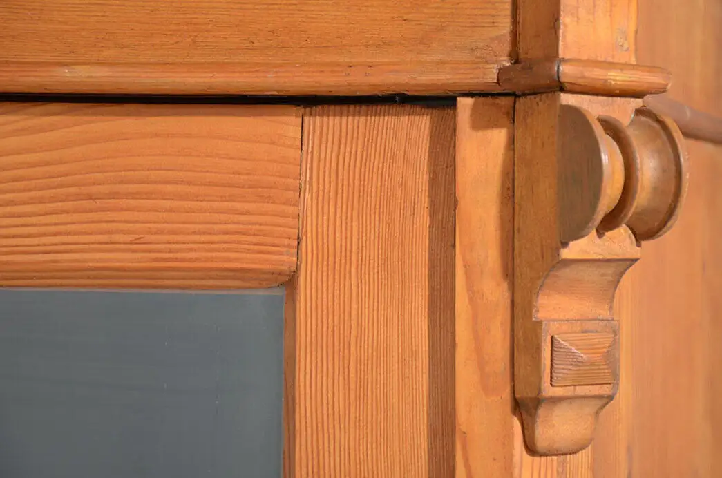 Antik Jugendstil Weichholz Schrank Vitrine von 1920 10