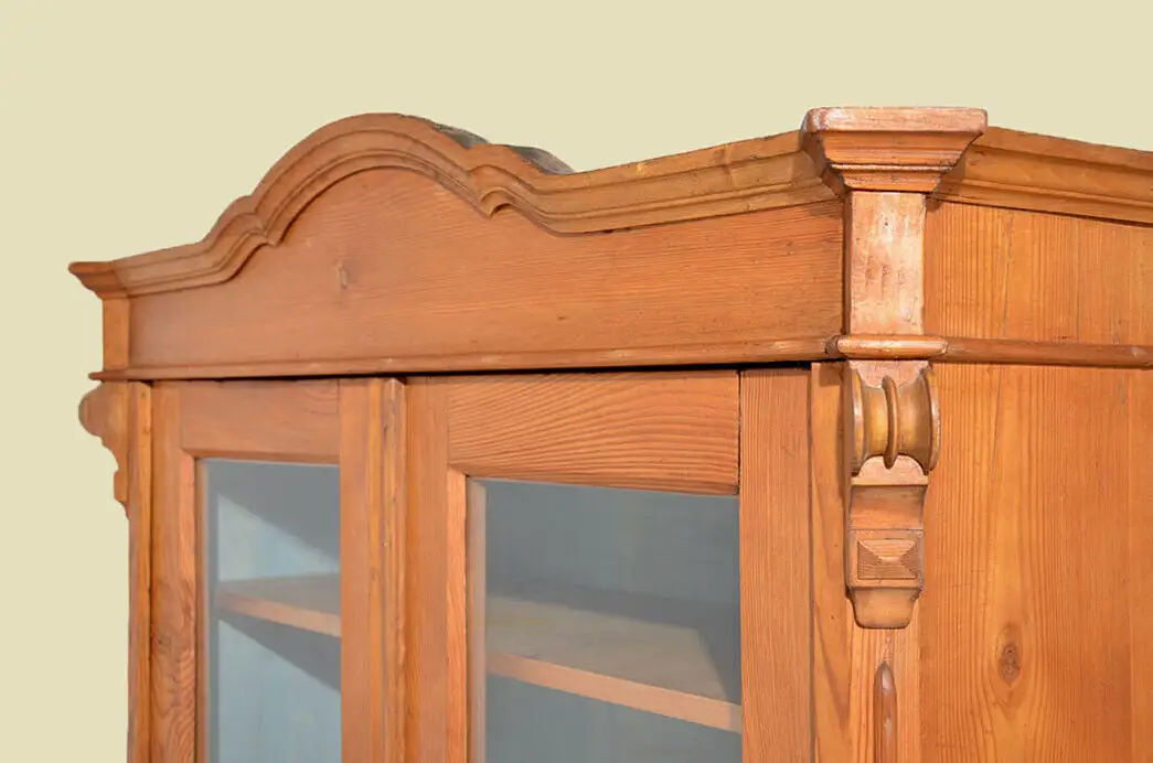 Antik Jugendstil Weichholz Schrank Vitrine von 1920 6