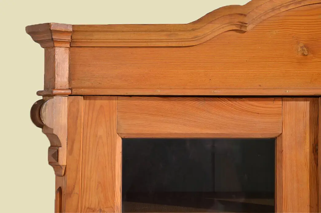 Antik Jugendstil Weichholz Schrank Vitrine von 1920 7