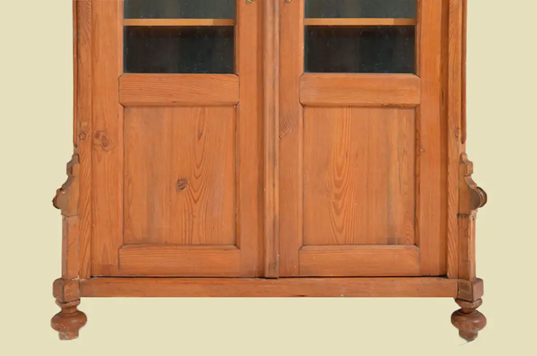 Antik Jugendstil Weichholz Schrank Vitrine von 1920 9