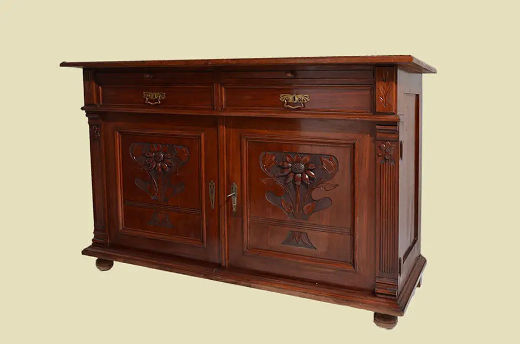 Große Antike Mahagoni Jugendstil Sideboard Anrichte Kommode von 1920 3