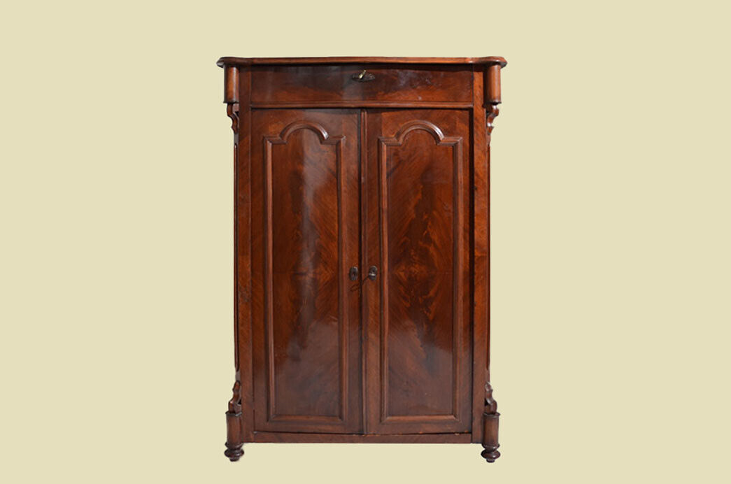 Antik Louis Philippe Mahagoni Schrank Kommode Vertiko von 1870 1