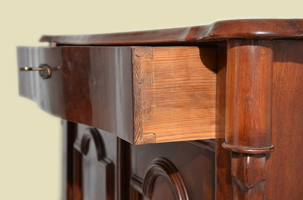 Antik Louis Philippe Mahagoni Schrank Kommode Vertiko von 1870 9