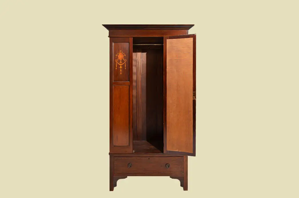 Antiker Jugendstil Mahagoni Kleiderschrank Schrank von 1920 6