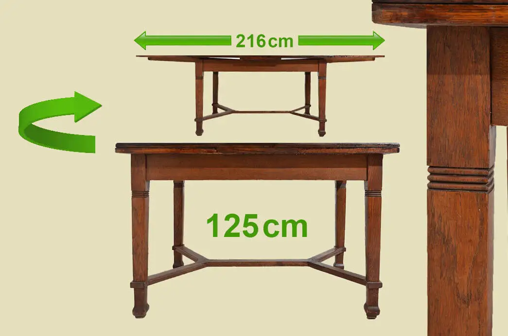 Antiker Jugendstil Ausziehtisch Esstisch Tisch von 1920 0