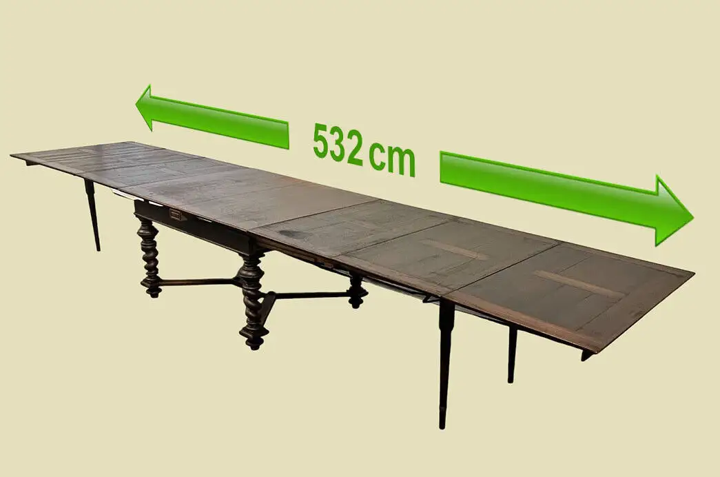 Großer Tisch ANTIK Kulissentisch 142–532cm Esstisch ORIGINALvon1880 0