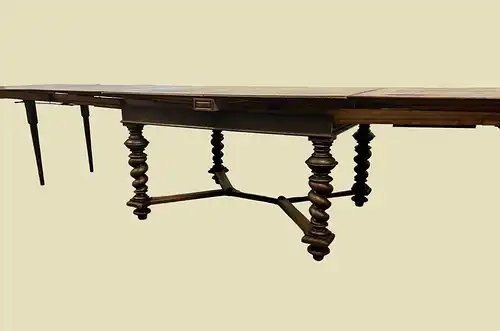 Großer Tisch ANTIK Kulissentisch 142–532cm Esstisch ORIGINALvon1880