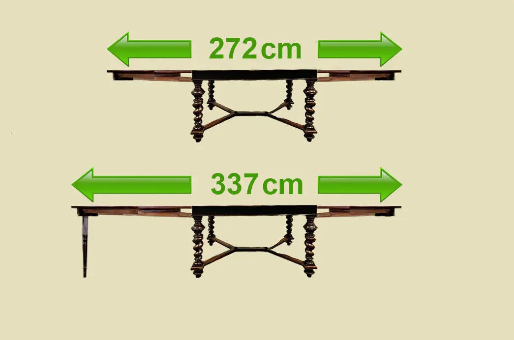 Großer Tisch ANTIK Kulissentisch 142–532cm Esstisch ORIGINALvon1880 2