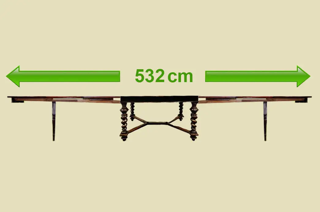 Großer Tisch ANTIK Kulissentisch 142–532cm Esstisch ORIGINALvon1880 4