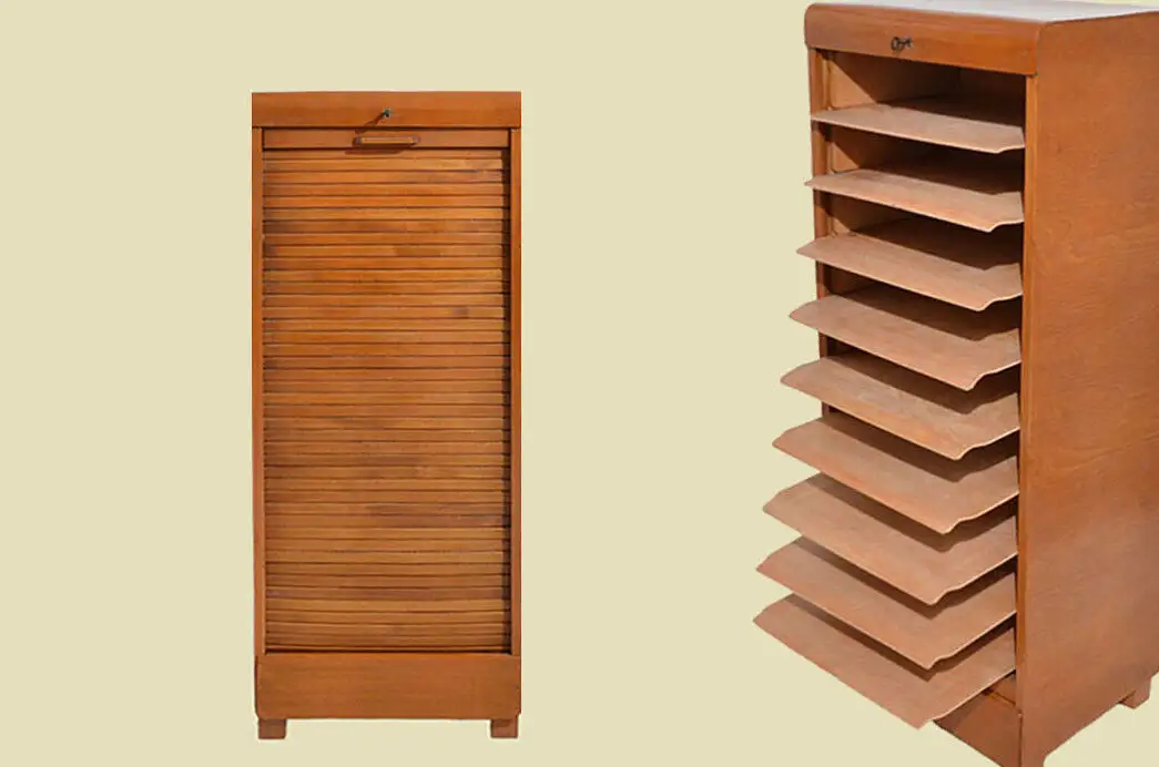 Notenschrank ANTIK Art Deco Jugendstil Rolladenschrank ORIGINALvon1920 0