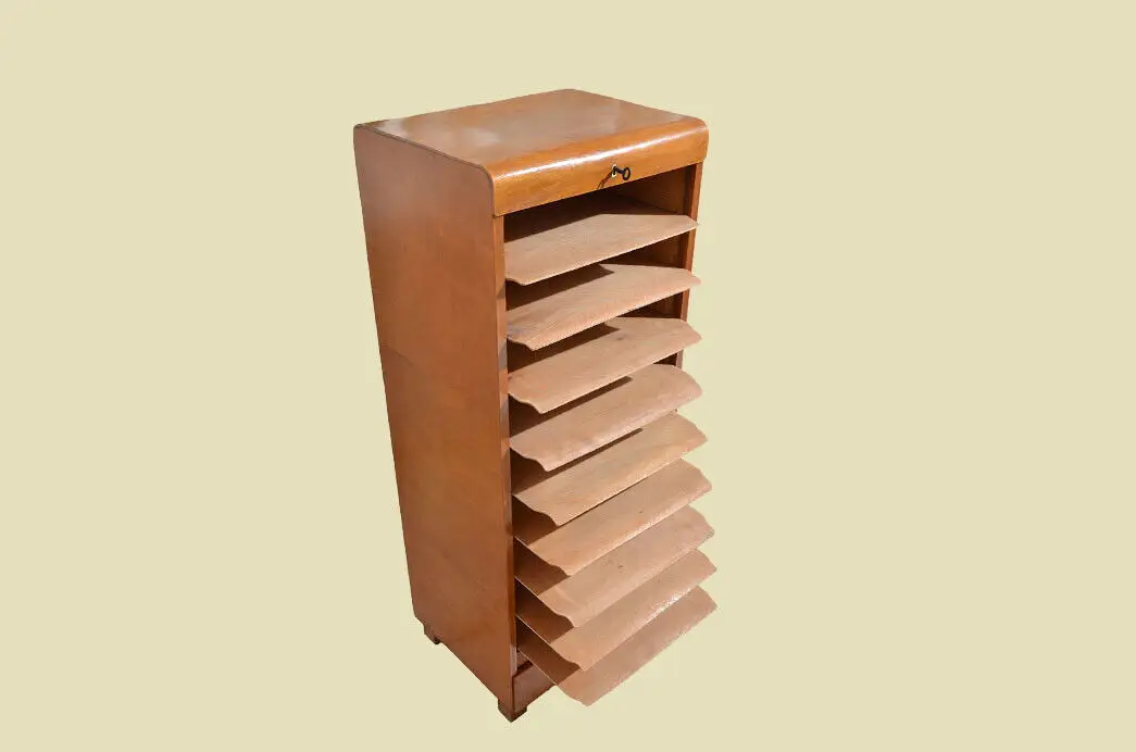 Notenschrank ANTIK Art Deco Jugendstil Rolladenschrank ORIGINALvon1920 9