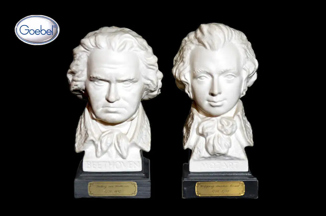 2 GOEBEL Beethoven & Mozart Büste Figur Antik Bochmann Porzellan 1