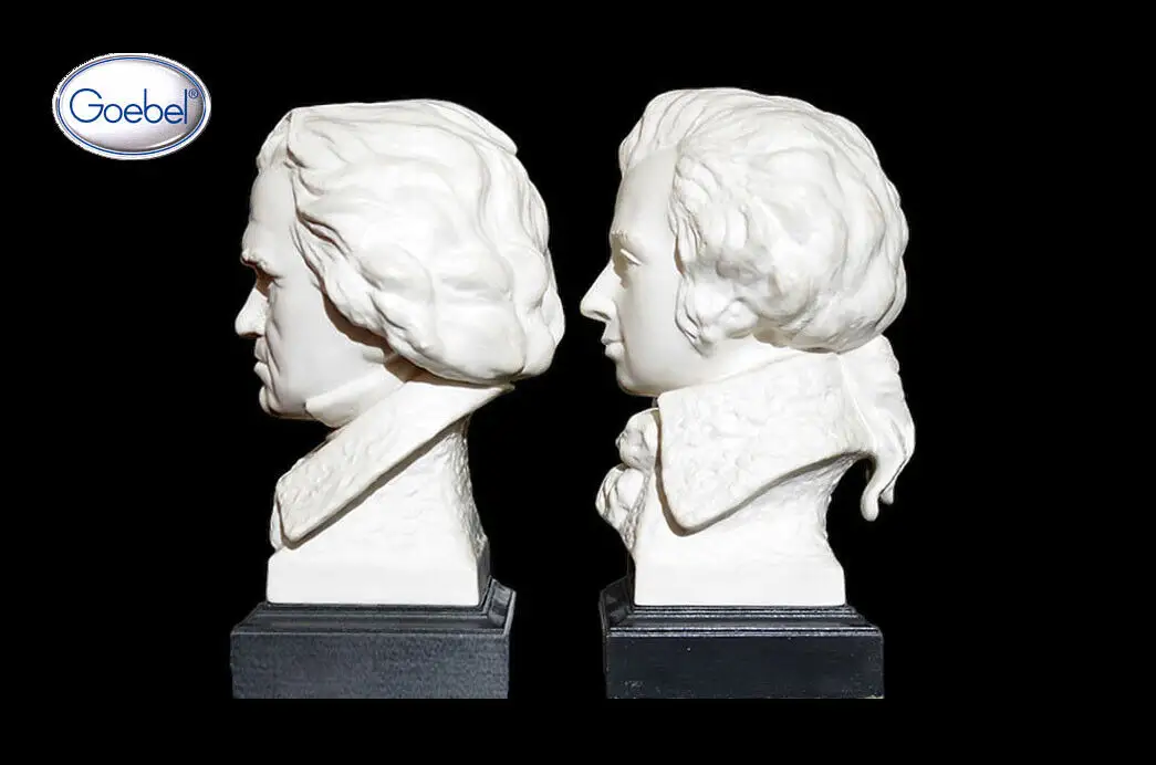 2 GOEBEL Beethoven & Mozart Büste Figur Antik Bochmann Porzellan 12