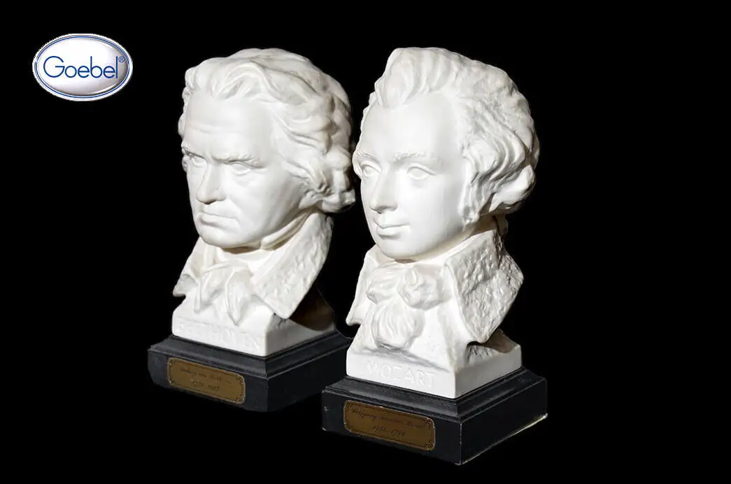 2 GOEBEL Beethoven & Mozart Büste Figur Antik Bochmann Porzellan 2